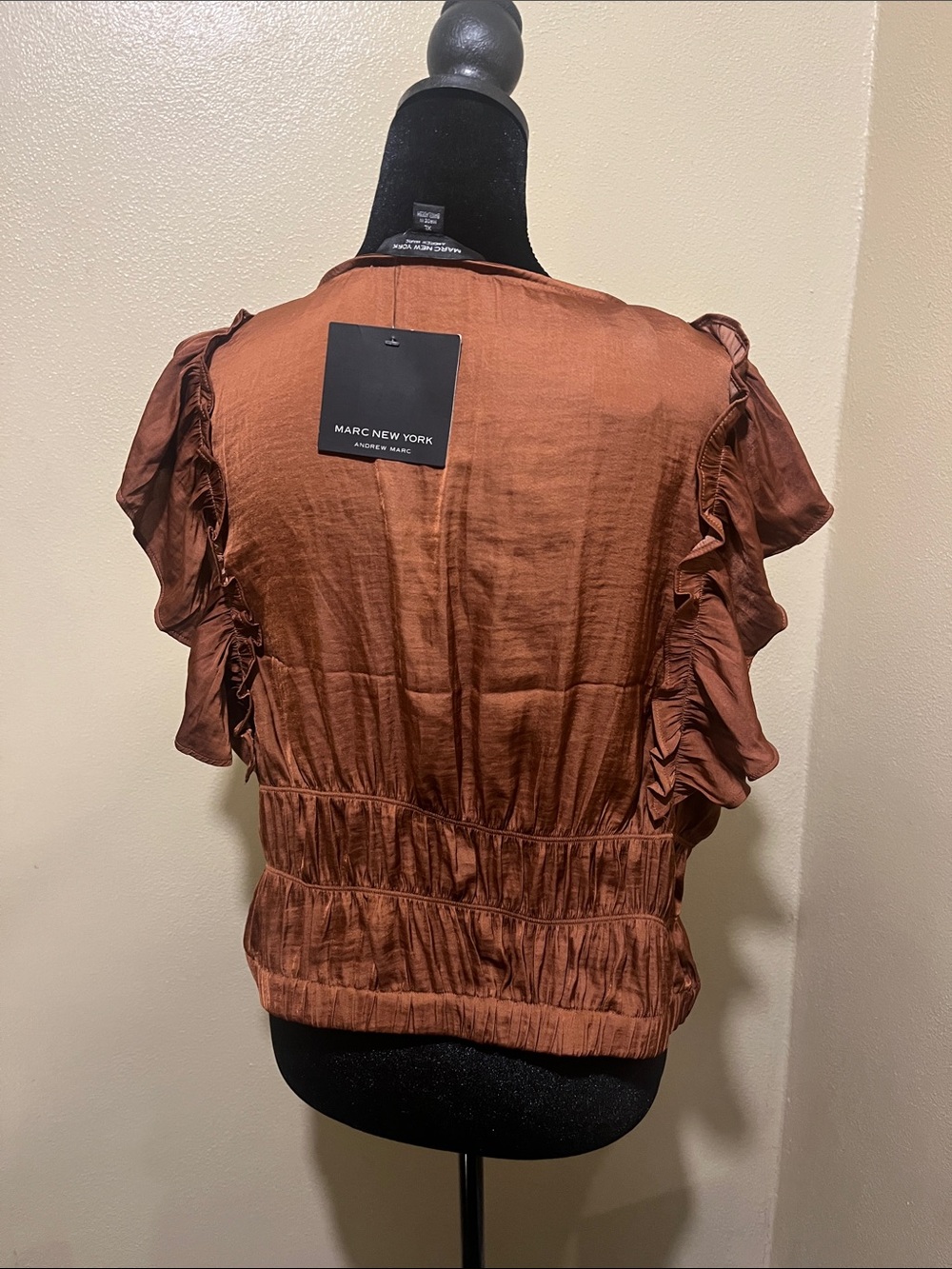 Marc New York Rust Ruffle Button-Front Blouse - Picture 3 of 8